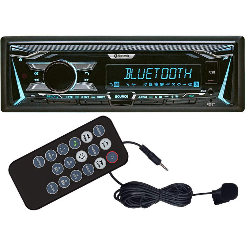 AM/FM Bluetooth USB Stereo with BT-Mic and Wireless Remote